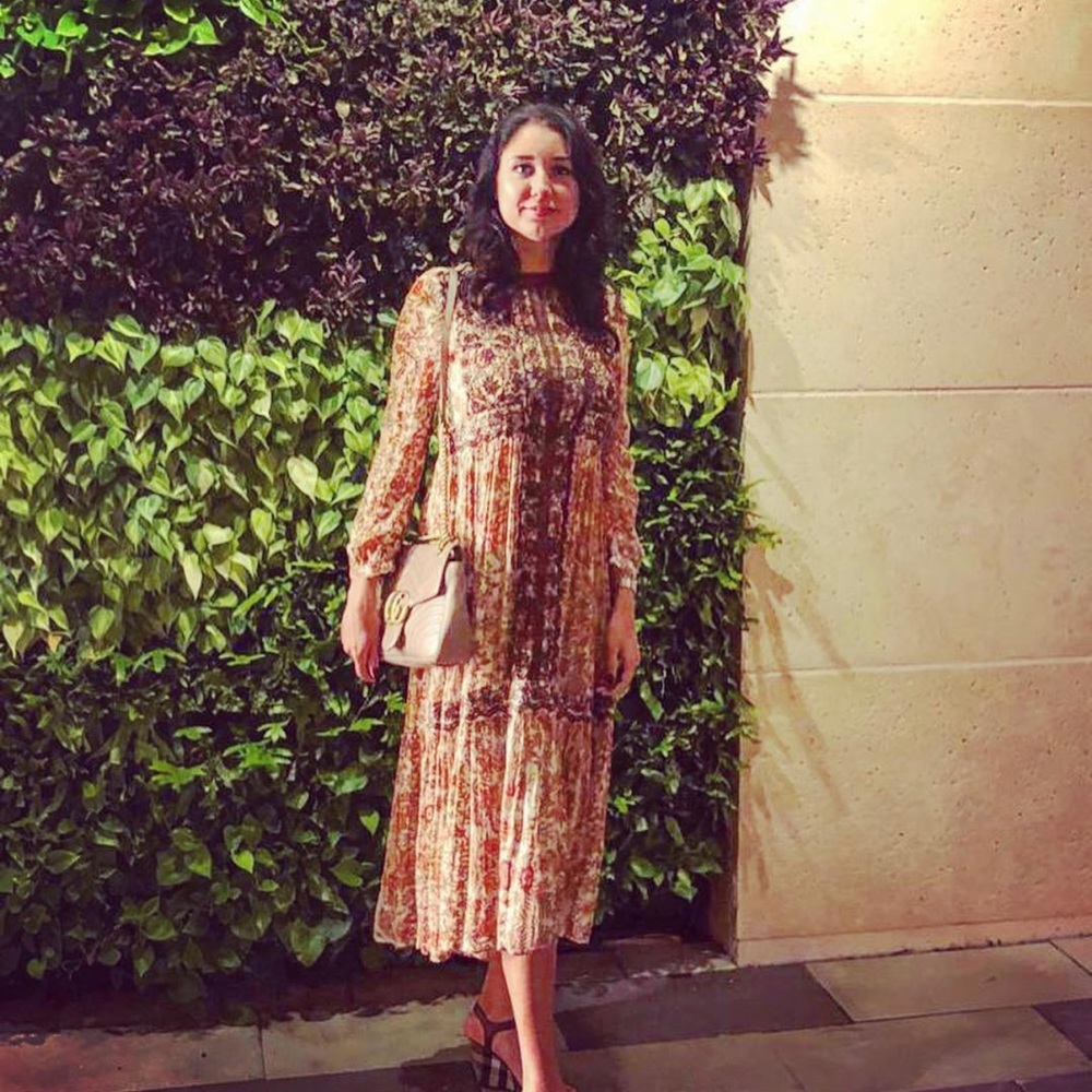 Zara midi dress with flower ornaments. Boho style